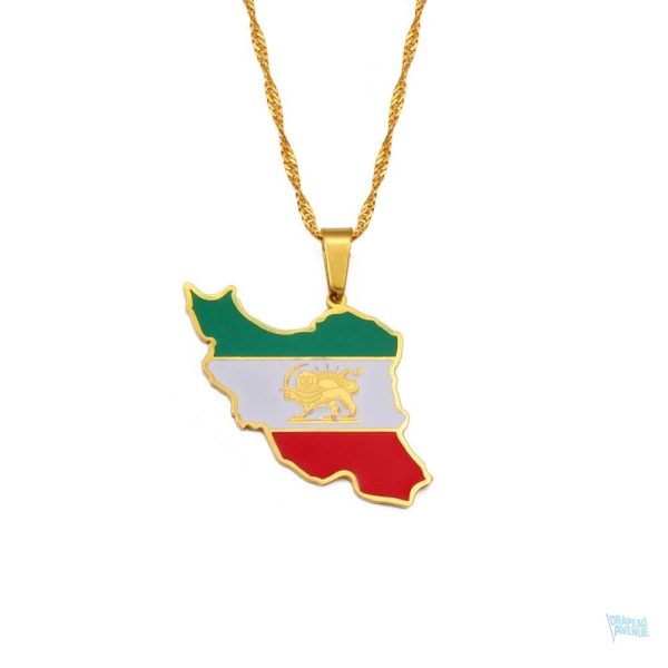 Collier drapeau Iran en couleur or