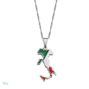 Collier drapeau Italie argent
