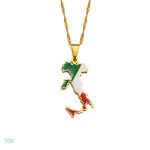 Collier drapeau Italie en couleur or