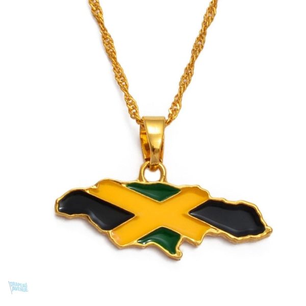 Collier drapeau Jamaïque en style original et coloré