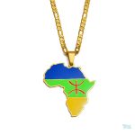 Collier drapeau Kabyle couleur or élégant et symbolique