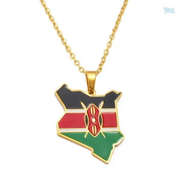 Collier drapeau du Kenya en métal et tissu