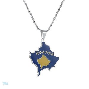 Collier drapeau Kosovo en argent