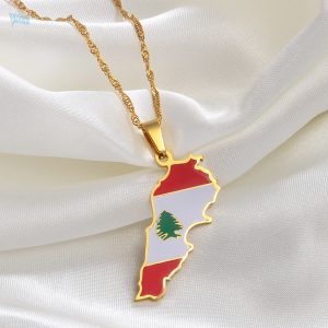 Accessoire en hommage au Liban, collier avec drapeau