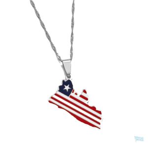 Collier drapeau Liberia en argent