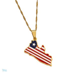 Collier drapeau Liberia en couleur or