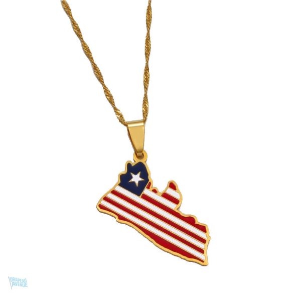 Collier drapeau Liberia en couleur or