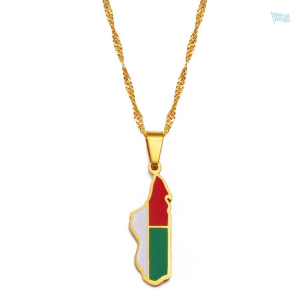 Collier drapeau Madagascar en couleur or