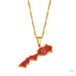 Collier drapeau Maroc couleur or élégant et symbolique
