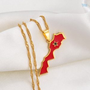 Bijou en or représentant le drapeau marocain stylisé