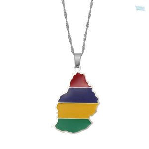 Collier argent avec drapeau de Maurice