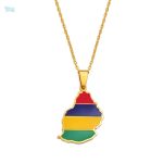 Collier drapeau Maurice en couleur or