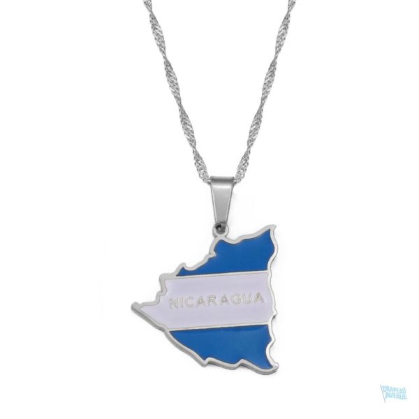 Collier argent drapeau Nicaragua