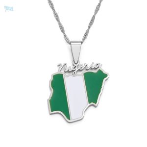 Collier drapeau Nigeria en argent