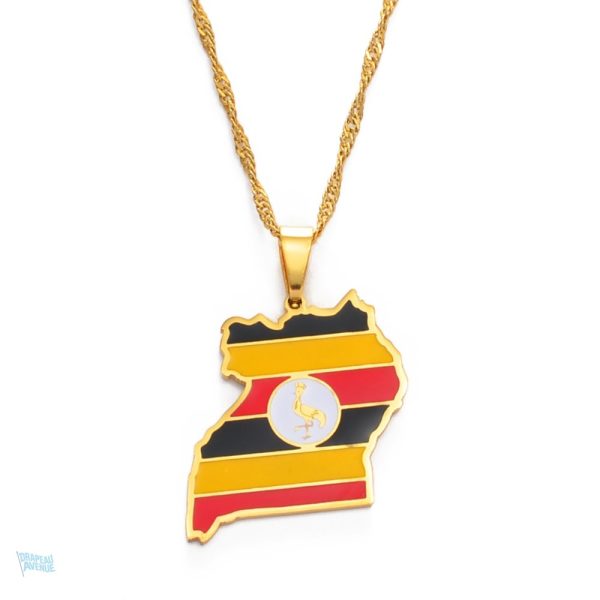 Collier drapeau Ouganda, accessoire coloré et symbolique