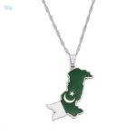 Collier drapeau Pakistan argenté, accessoire symbolique