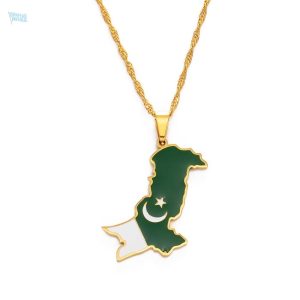Collier drapeau Pakistan en couleur or