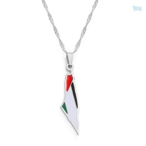 Collier argent drapeau Palestine