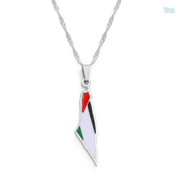 Collier argent drapeau Palestine