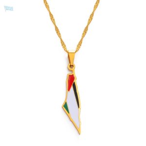 Collier drapeau Palestine couleur or élégant et symbolique
