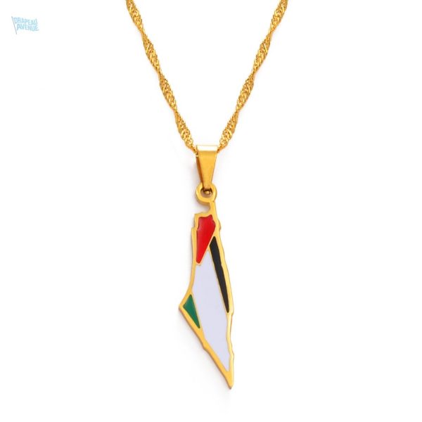 Collier drapeau Palestine couleur or élégant et symbolique