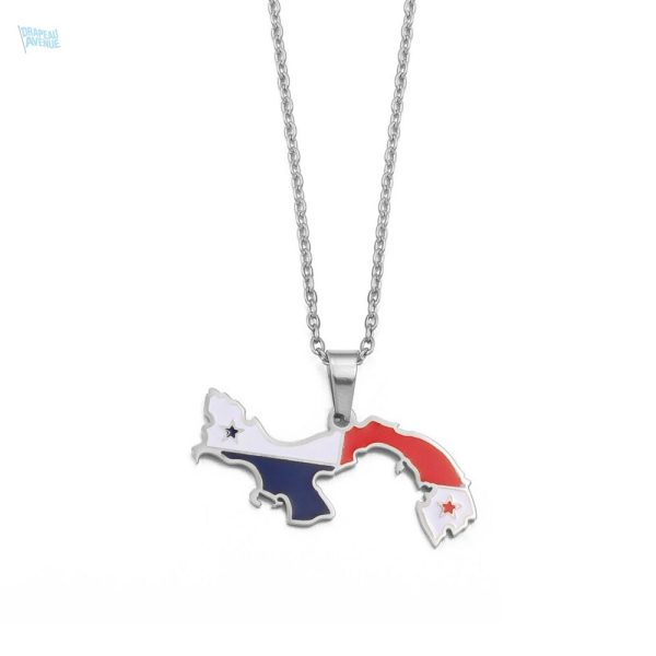 Collier drapeau Panama argenté élégant et stylé