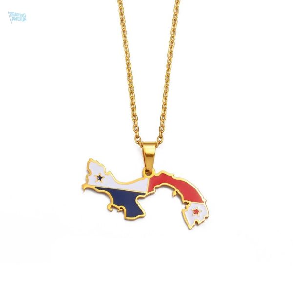 Collier drapeau Panama en couleur or élégant et distinctif