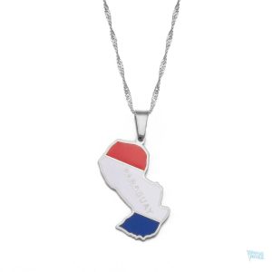 Collier drapeau Paraguay en argent