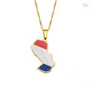 Collier drapeau Paraguay en couleur or