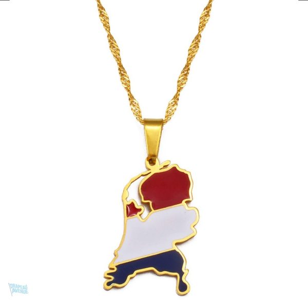 Collier drapeau Pays-Bas en couleur or