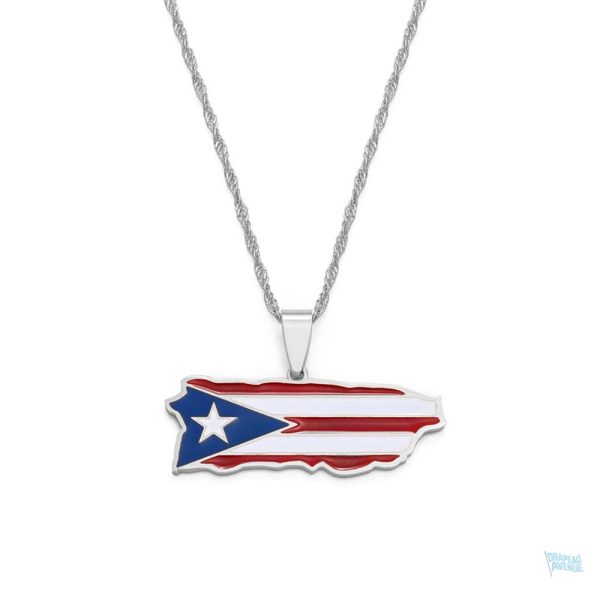 Collier drapeau Porto Rico en argent