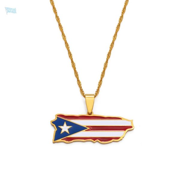 Collier drapeau Porto Rico en or