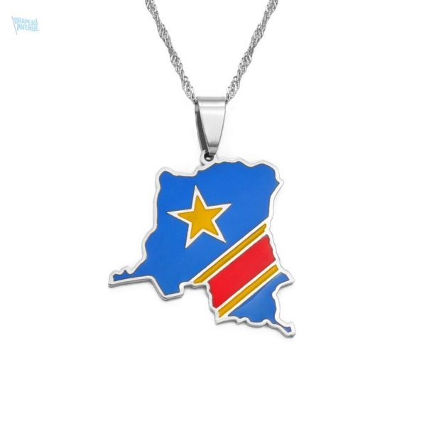 Collier drapeau RDC en argent