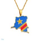 Collier drapeau RDC en couleur or