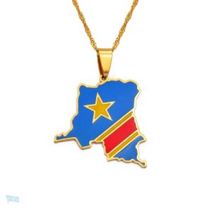 Collier drapeau RDC en couleur or