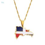 Collier drapeau République Dominicaine en or