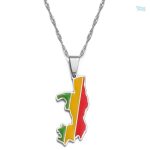 Collier argent drapeau République du Congo