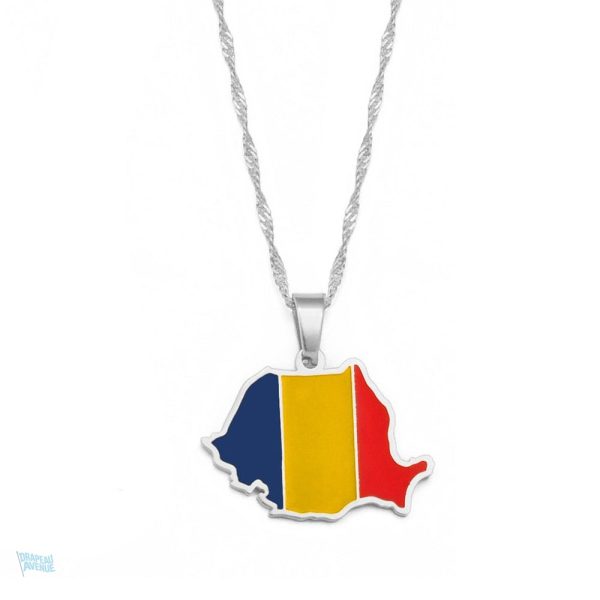 Collier drapeau Roumanie en argent