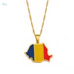 Collier drapeau Roumanie en couleur or