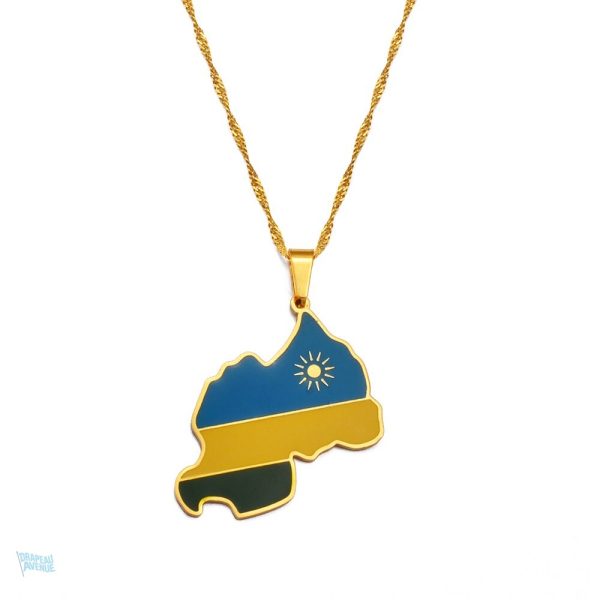 Collier drapeau Rwanda en couleurs vives et motifs distinctifs