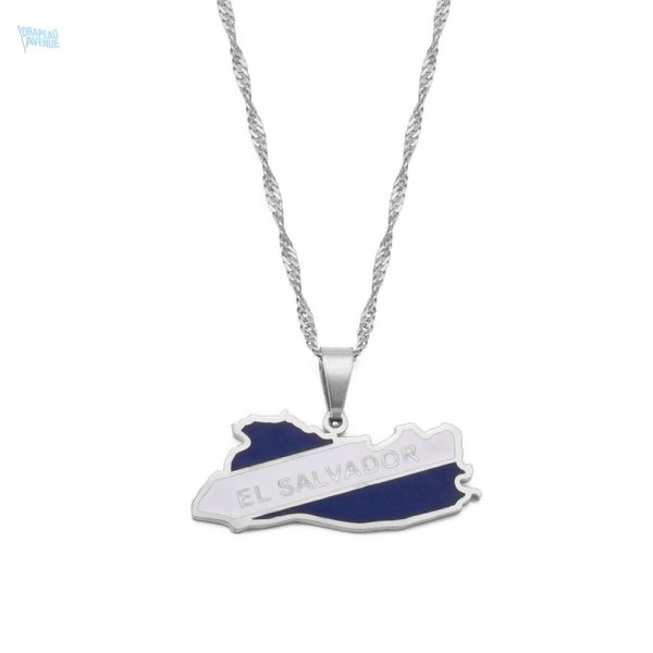 Collier argent drapeau Salvador