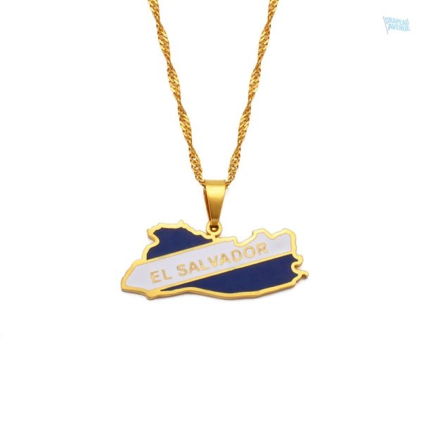 Collier drapeau Salvador en couleur or