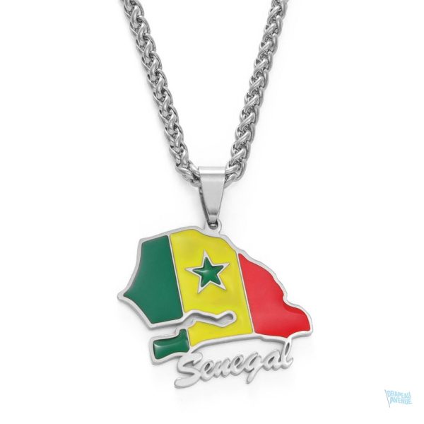 Collier drapeau Sénégal en argent, symbole de fierté nationale
