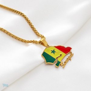 Bijou drapeau Sénégal en or, accessoire tendance