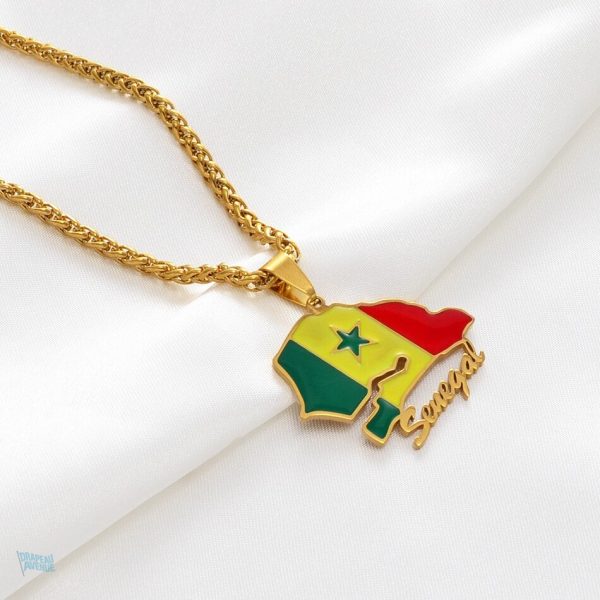 Bijou drapeau Sénégal en or, accessoire tendance