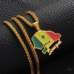 Collier or avec motif du drapeau Sénégal, style unique