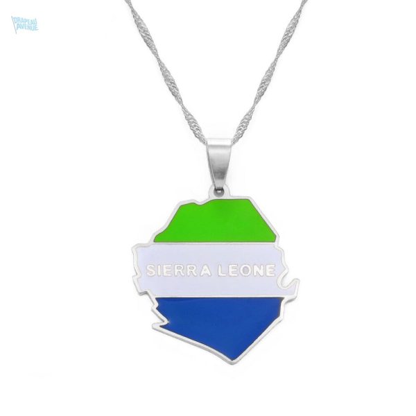 Collier drapeau Sierra Leone en argent