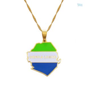 Collier drapeau Sierra Leone couleur or