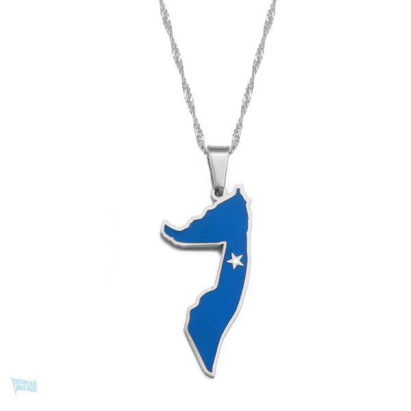 Collier argent drapeau Somalie élégant et symbolique