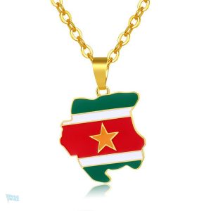 Collier drapeau Suriname en style original et coloré